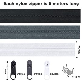 DOUSELLA Pack of 60 Zip Repair Kit Zip Stopper Top and Lower Replacement Zipper Slider Kit Metal Replacement Zipper End Pieces for Jackets Bags