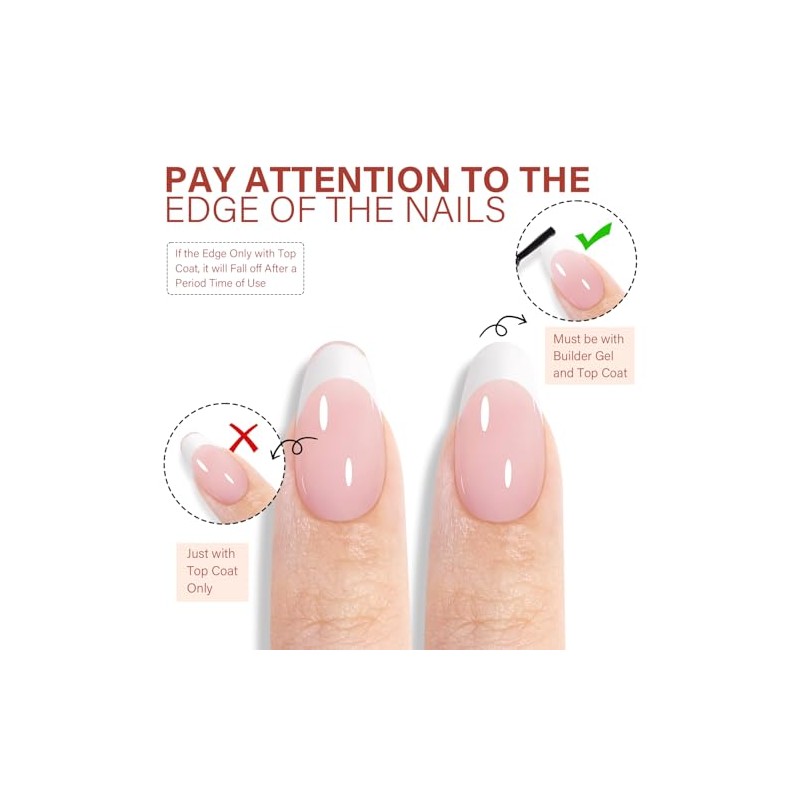 AILLSA Uñas francesas de gel, 180 unidades, uñas francesas rosas,