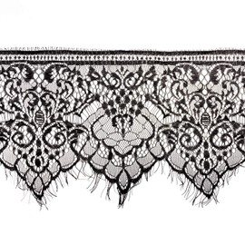 Faden & Nadel 3 Metres Lace Trim Black Lace Ribbon 18cm Wide Floral Ornaments