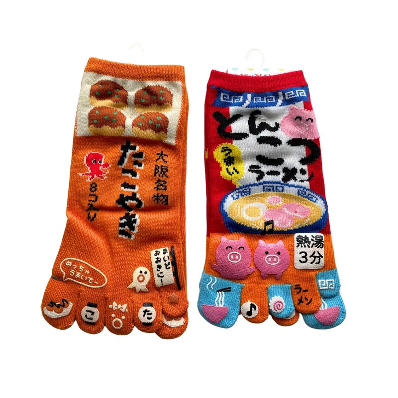 [Mode Select] Women's 5 Toe Socks, Characters, 2 Pairs Set,