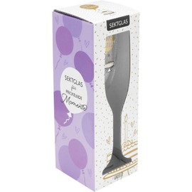 GRUSS & CO Champagne glass with "Happy Birthday" motif, printed Secco glass, height 22.3 cm, 20 cl, gift for birthday, Valentine's Day, 47828