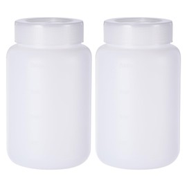 PATIKIL 2 Pcs 2000ml Reagent Bottles, PE Wide Mouth Round Graduated Bottles with Screw Cap for Lab Water Reagent Liquids Solid Sample Storage Seal, Transparent White