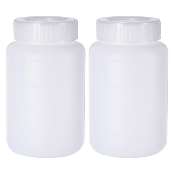 PATIKIL 2 Pcs 2000ml Reagent Bottles, PE Wide Mouth Round