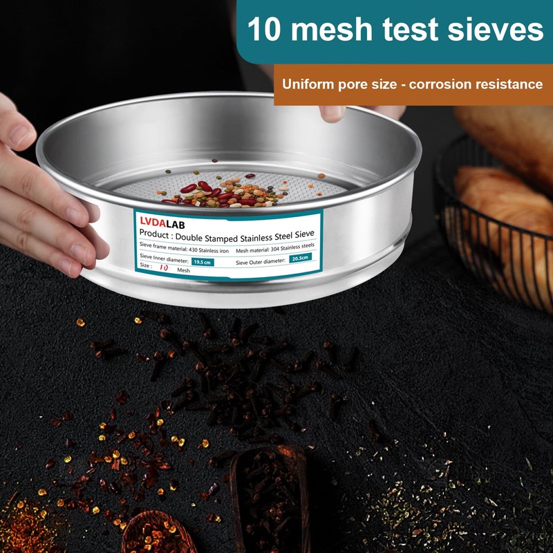 3 Pack 304 Stainless Steel Mesh Lab Sieves, 200mesh 0.075mm,
