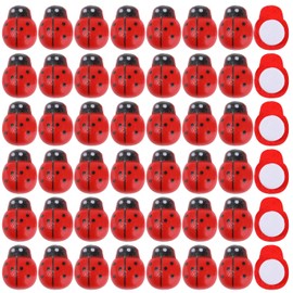 200 Pieces Mini Ladybugs Ornaments Tiny Resin Ladybug Model Figurine Miniature Fake Ladybug Self-Adhesive Wooden Ladybugs Stickers Micro Landscape Decor Home Garden Dollhouse DIY Accessories