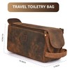 DHAMPOOH Leather Village Genuine Leather Toiletry Bag, Brown, 10 x