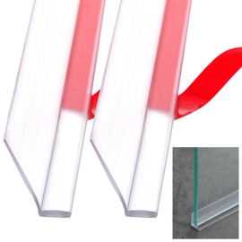 Nuanchu 2 Pcs Clear Vinyl Angled L-type Seal Strip with Pre-applied Self Adhesive Backing Bathroom Threshold Water Strip Shower Door Seal Strip for Gap Less Than 11/16" - 73 Long Frameless Shower Door