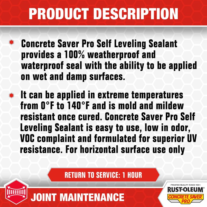 Rust-Oleum Concrete Saver Pro Self Leveling Sealant, 10.1 oz, Gray
