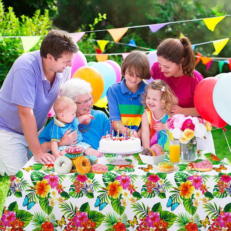 PHOGARY 3 Pieces Tablecloths for Hawaiian Party Decoration, Luau Party