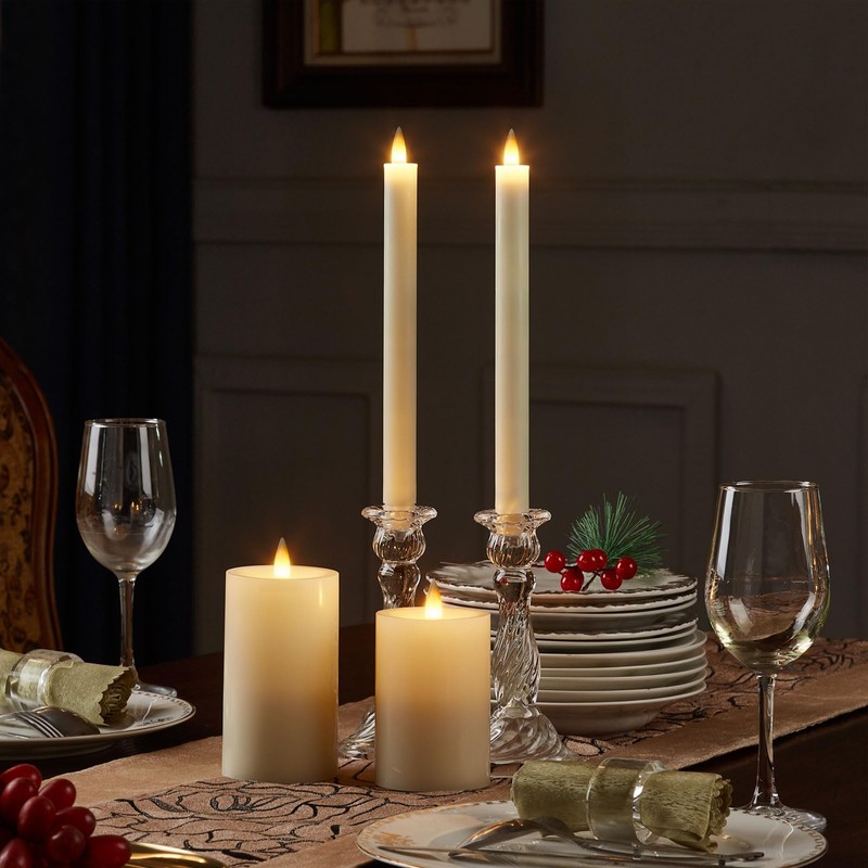 CozierGlow Flameless Taper Candles Flickering with Remote and Timer, 3D