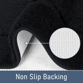 LOCHAS Bathroom Rugs, 24" x 60" Long Bath Rug, Non Slip Washable Bathroom Runner Rug Soft Thick Absorbent Bath Mat for Shower, Shaggy Plush Luxury Large Bath Rug, Black