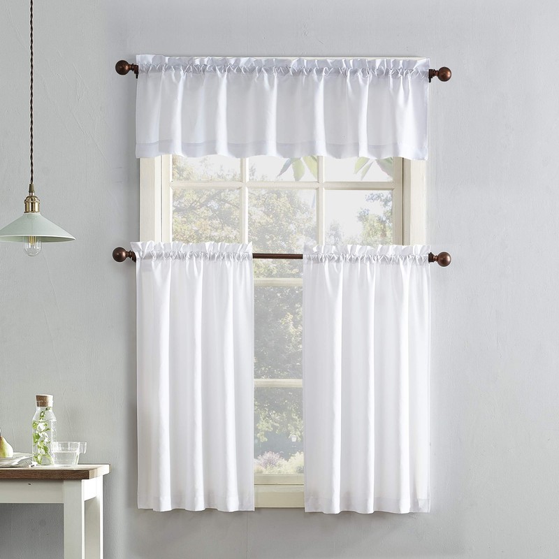 No. 918 Martine Microfibre Valance and Tier Set, Semi Clear,