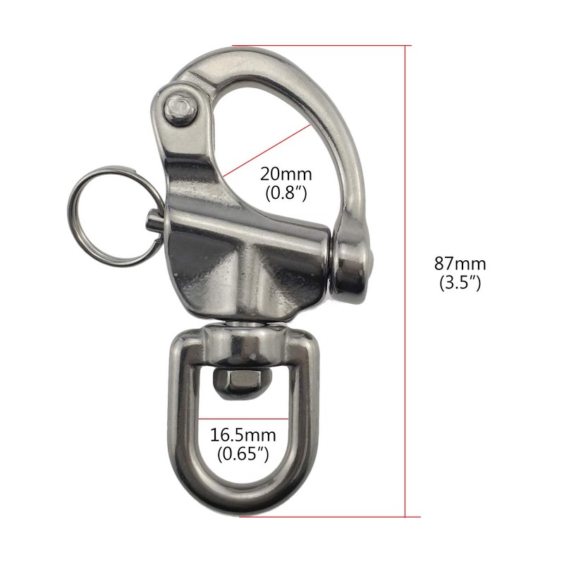 Pair 3-1/2inches Swivel Eye Snap Shackle Quick Release Bail Rigging