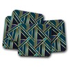 4 Set - Art Deco Coaster - Green Gold Geometric