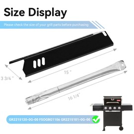 GR2215120-OG-00 Grill Replacement Parts for Outdoor Gourmet 4 Burner GR2215101-OG-00 FSOGBG1106 Gas Grill, Burner & Heat Plates Shield Tents for Outdoor Gourmet UFHP2 GR2215120-og-00 Grill Parts Kits