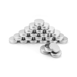 QWORK® Pack of 30 Aluminium Cream Jars with Lid, Round, Empty Jars for Cream, Lotion, Jewellery, Sorting (30 ml)