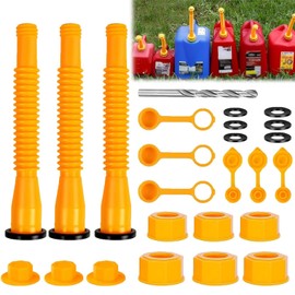 Pack of 3 Petrol Can Pourer Scalable Tank Nozzle Gas Can Spout Replacement Set with 8 mm Drill Suitable for Most 1/2/5/10 Gallon Jars