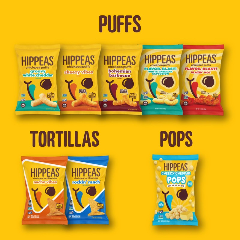 HIPPEAS Chickpea Puffs, Groovy White Cheddar, Gluten Free Snacks, Dairy