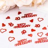 40th Anniversary Confetti, Red Heart Shaped 40 Wedding Anniversary Table