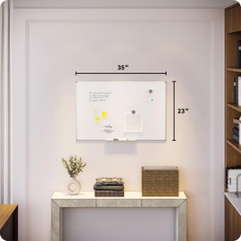 U Brands Magnetic Dry Erase Board, 35"x23", Slim Aluminum Frame, Includes Dry Erase Marker, Magnet, and Clip-On Tray