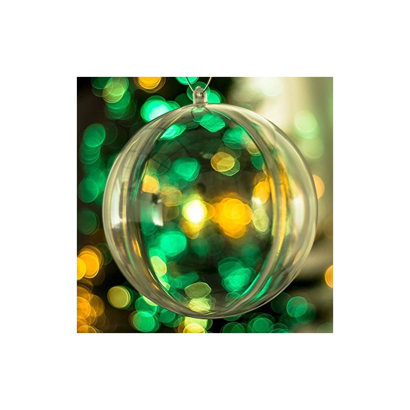 Yolli x5 Baubles Christmas Decorations 120mm Fillable Empty Clear Plastic