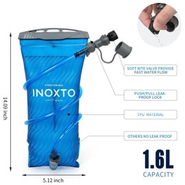 INOXTO Running Hydration Vest Backpack,Lightweight Pack with 1.5L Water Bladder and 250ml Soft Flask Daypack for Hiking Trail Running Cycling Race Marathon for Women Men (Blue, Standaed)