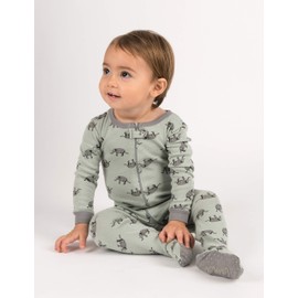 Leveret Kids Pajamas Baby Boys Girls Footed Pajamas Sleeper 100% Cotton (Elephant, Size 6-12 Months)