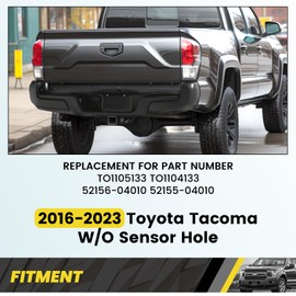 KUAFU Rear Bumper End Cap Compatible with 2016-2023 Toyota Tacoma W/O Sensor Hole TO1105133 TO1104133 52156-04010 52155-04010 Rear Bumper Corner Cover Pair Black