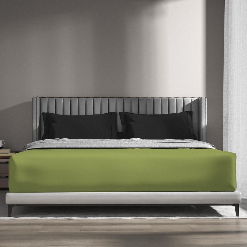 wyewye Single Fitted Sheet, Light Green, 90x190 cm with 40