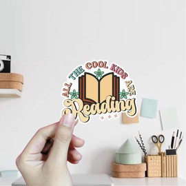 (3Pcs) All The Cool Kids are Reading Stickers Read Books Sticker Reading Decal Waterproof Vinyl Stickers Adult for Laptop Kindle Car Tumbler Water Bottle Mug Phone Notebook Helmet - Size 3”x2,6”