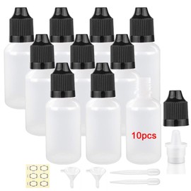 Apstaqeoo 10Pcs, 30Ml Plastic Dropper Bottles, Empty Squeezable Liquid Dropper Bottle Eye Droppers Sample Dispenser White Paint Dropper Bottles with Cap, Funnel, Label, Dropper for Essential Oil