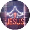 Jesus Saves Crosses Church Dual Color LED Neon Sign White