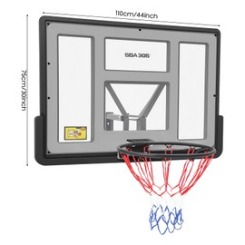 TITIDU 44'' Basketball Backboard and Rim Combo, Wall Mounted Basketball Hoops Professional Indoor/Outdoor Backboard with Double Spring Rim, PET Board & Easy Install for Home/Office