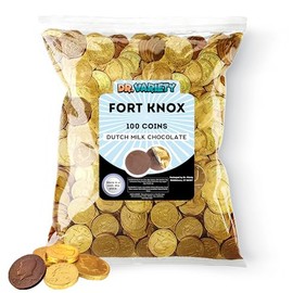 Belgian Milk Chocolate Gold Coins Bulk (100 Count) - Large 1.5in Gourmet Gold Wrapped Chocolates - Holiday Chocolate Candy Coin For Kids - By Dr. Variety