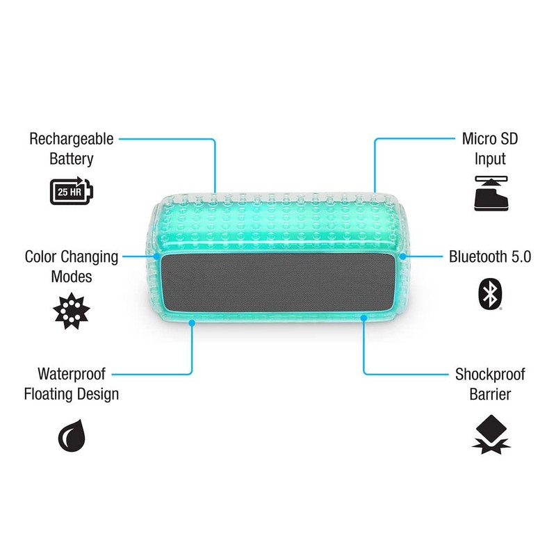 iLive Rectangle Cushion Color Changing Bluetooth Speaker Turquoise
