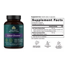 Ancient Nutrition Dr Axe Liver Cleanse Detox Supplement 60 Count Capsules, Supports Healthy Liver
