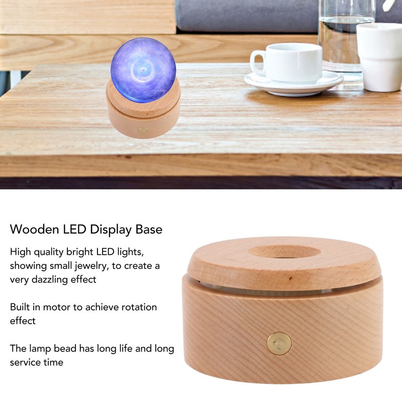 Wooden LED Display Base Rotatable Multi Mode Wood Light Display