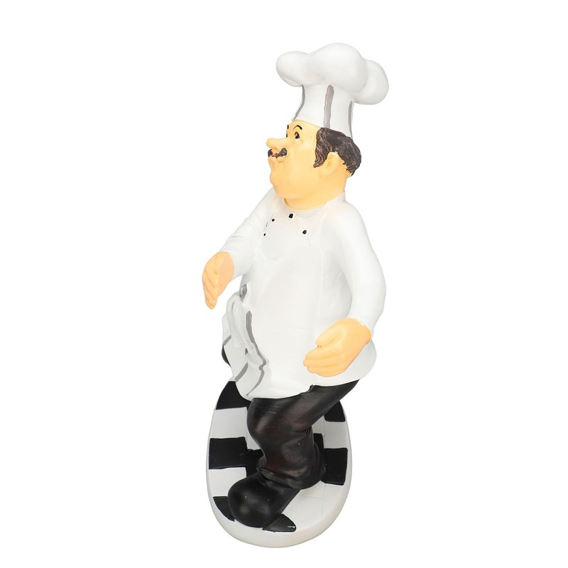 Resin Chef Statue Restaurant Dining Table Decor Holding Red Wine