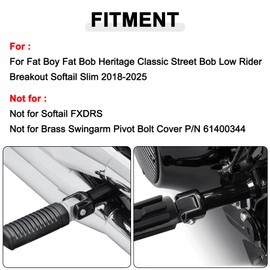 PSLER Left and Right Street Bob Foot Pegs, Softail Passenger Footpeg Supports for Softail Models Deluxe Heritage Sport Glide Softail Slim Street Bob Breakout Low Rider models 2018-2025(Black)