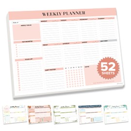 Decorably Weekly Planner Pad Landscape - 52 Sheets Weekly Planner Notepad Tear Off, 11x8.5in To Do List Planner, Undated Weekly Planner Pad, Weekly Planner Tear Off, Weekly To Do List Planner