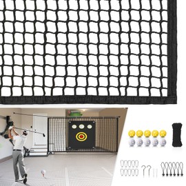 Golf Net Sports Netting Set - 10 x 10ft Golf Practice Net with Rope Rings, Golf Hitting Net Heavy Duty Golf Sports Practice Barrier Net for Backyard,Indoor Garage, Great Gift for Men/Women/Golf Lovers