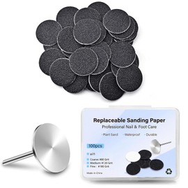 100 unidades de discos de papel de lija con 1 eje de metal reemplazables almohadillas de lijado para escofina eléctrica de pies, limas de cutícula, callo, herramientas de pedicura, HJ-NF037 (grano 120)