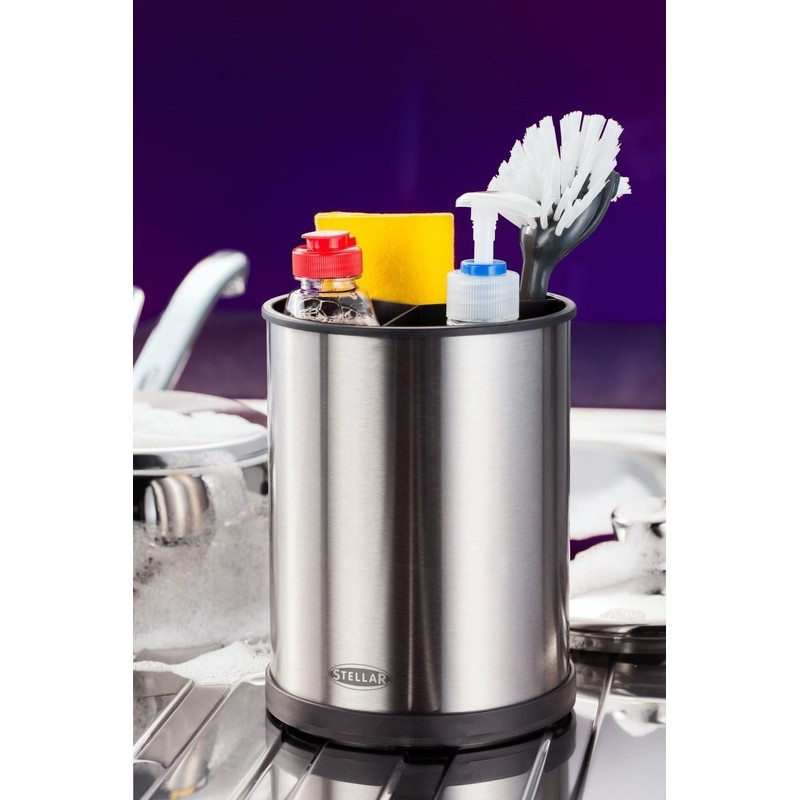 Stellar Kitchen Rotating Sink Caddy, Brushed Stainless Steel