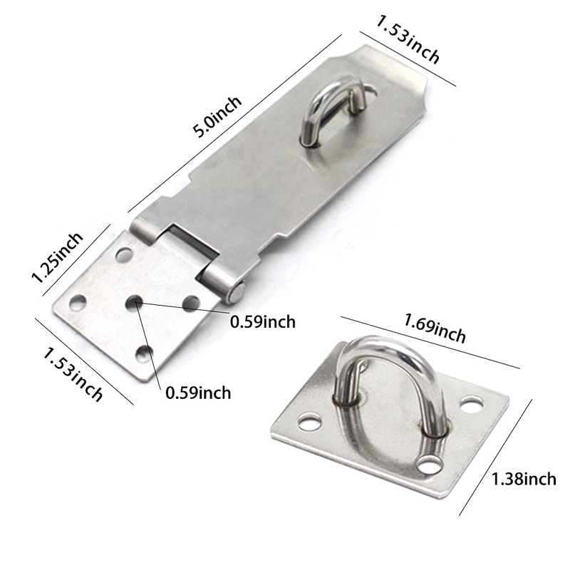 Door Locks Hasp Latch, 5 Inch Stainless Steel Safety Packlock