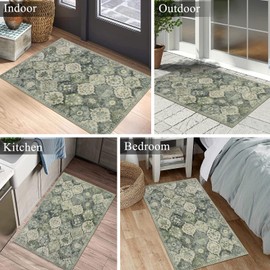 Cekene Door Mats Indoor Outdoor 60x90cm Washable Non-slip Doormat Inside Welcome Entrance Mats Absorbent Dirt Resist Low Pile Entrance Rug for Entryway Front Back Door Grey