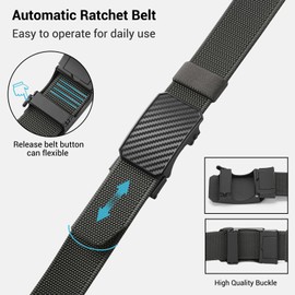 SENDEFN Men's Tactical Belt Men's Ratchet Automatic Buckle for Nylon, Fabric Belt Men's Wide 38 mm, Size Adjustable Belt, gray