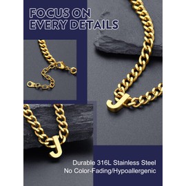 Bandmax Gold Initial E Pendant Necklace for Men Women 7MM Wide Curb Link Chain Choker 18 Inch Cuban Necklace with Letter E Gift for Husband Father Son