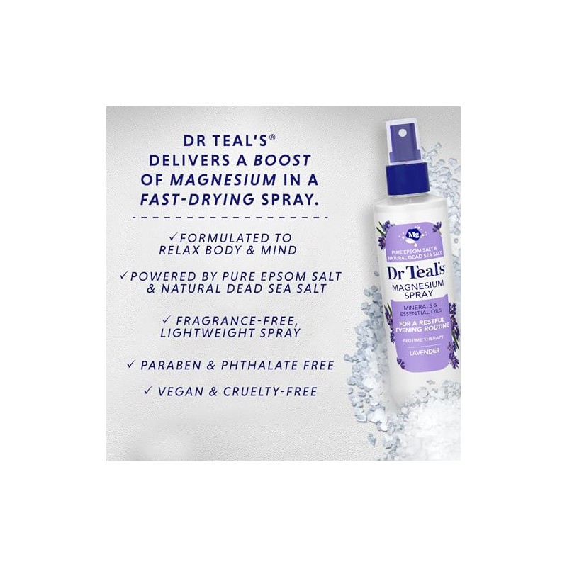 Dr Teal's Magnesium Lavender Spray with Natural Dead Sea Salt,