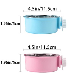 Crate Dog Bowl,Removable Stainless Steel Water Food Feeder Bowls Crate Coop Cup,Pet Cage Bowls with Bolt Holder for Cat, Puppy, Birds, Rats, Rabbits,Guinea Pigs,Small Animals