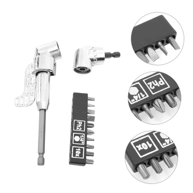 SHINEOFI 1Set Electric Screwdriver Adapter Right Angle Drill Accessories for